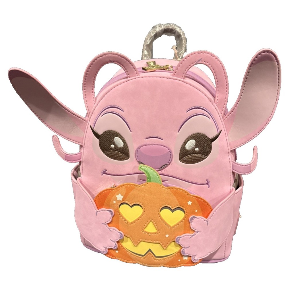 Loungefly Disney Lilo & Stitch Angel Pumpkin Glow-In-The-Dark Mini Backpack -NWT